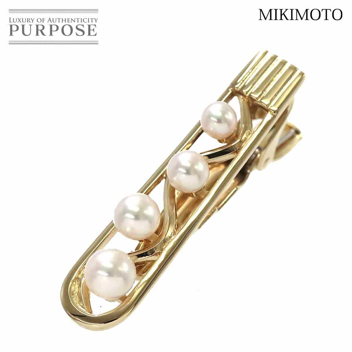 ミキモト MIKIMOTO アコヤ真珠 5.5-4.0mm タイピン K14 YG イエローゴールド 585 パール Tie Bar【中古】  90181624