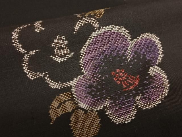 平和屋着物○本場大島紬 カタス7マルキ 舞花文 証紙付き 正絹 逸品