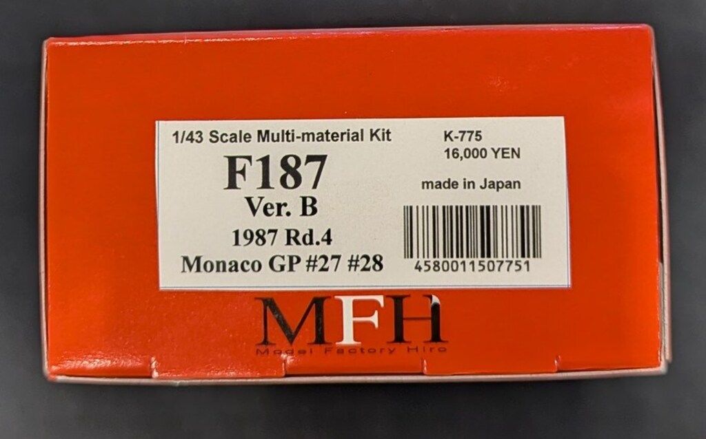 MFH|モデルファクトリーヒロ 1|43Scale Multi-material Kit F187 Ver.B 1987Rd.4 MonacoGP 27 28 K-775