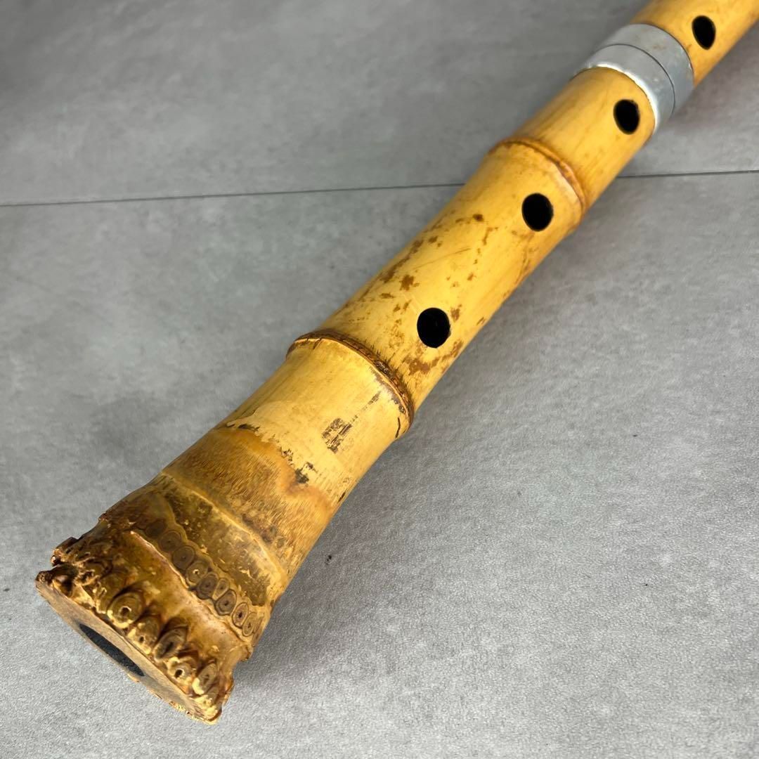 蝴蝶宝 尺八 琴古流 唄口バチ型 2尺2寸 木製 直管 節あり 印あり 現状