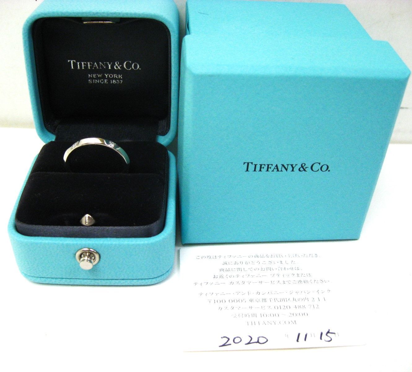 極美品ティファニーTIFFANY&Co.Pt950プラチナ トゥルーバンドD5ヶ 