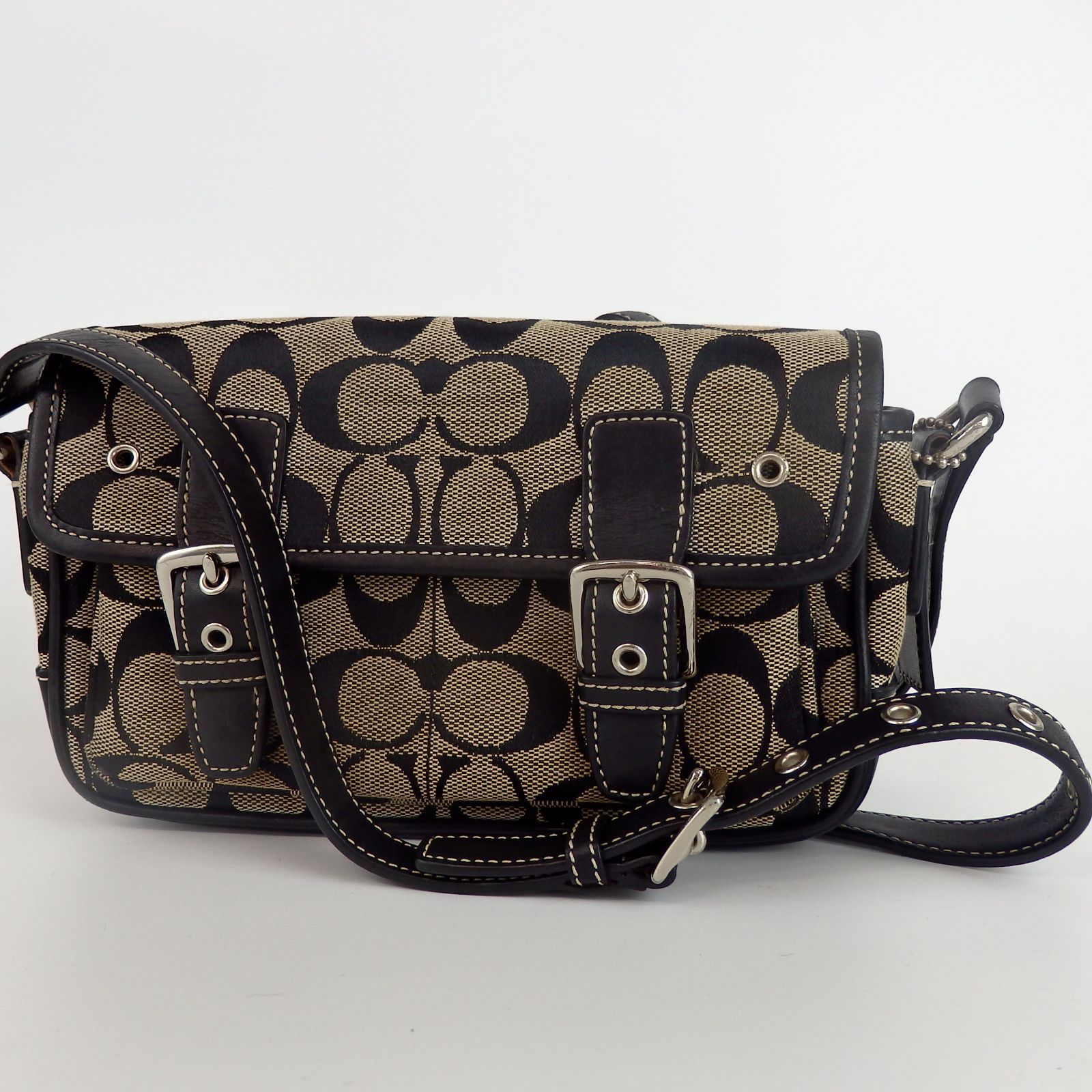 COACH シグネチャー キャンバスレザー ショルダーバッグ ブラック コーチ ショルダーバッグ シグネチャー キャンバス/レザー 8K04