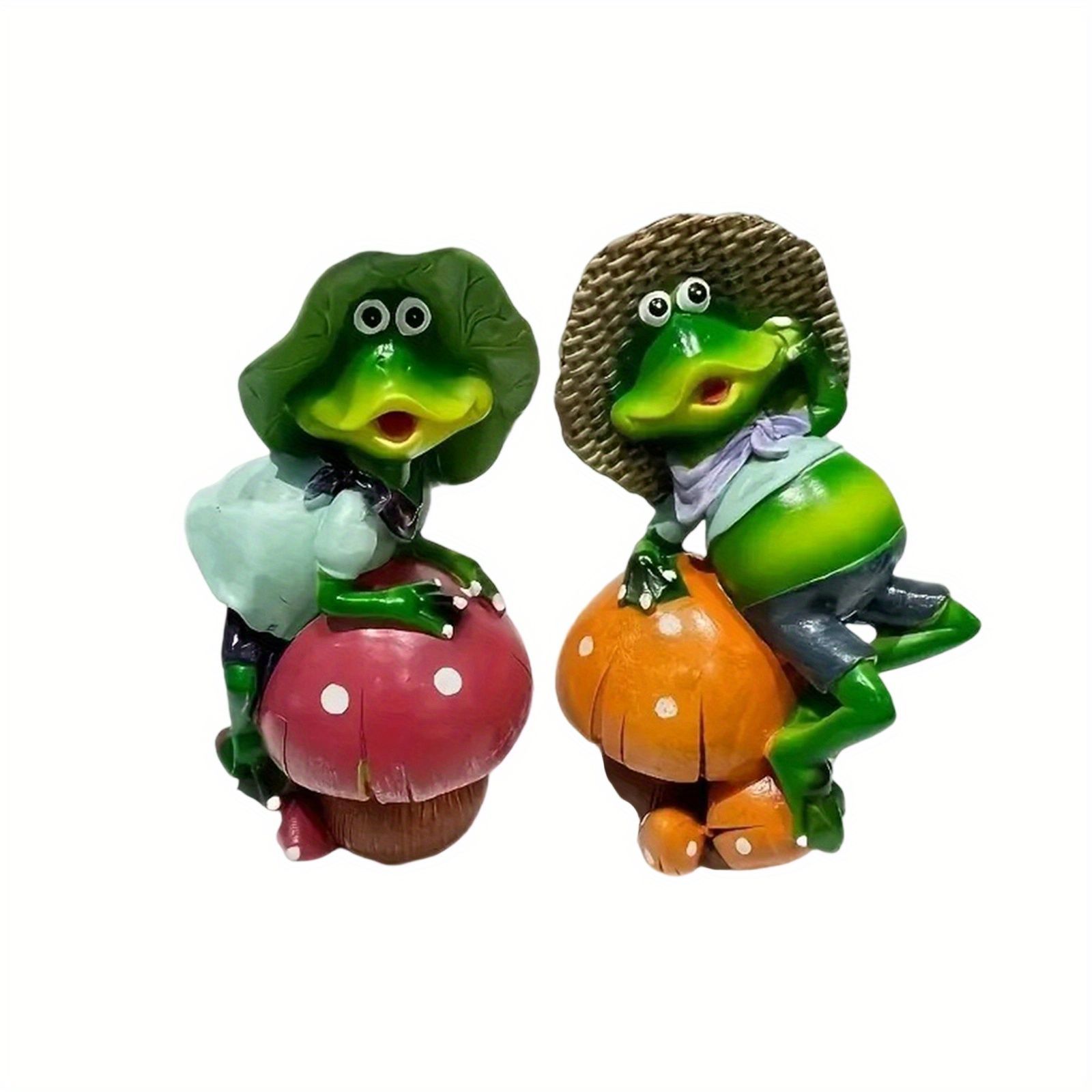 ガーデンオーナメント キノコの上に乗っているカエル