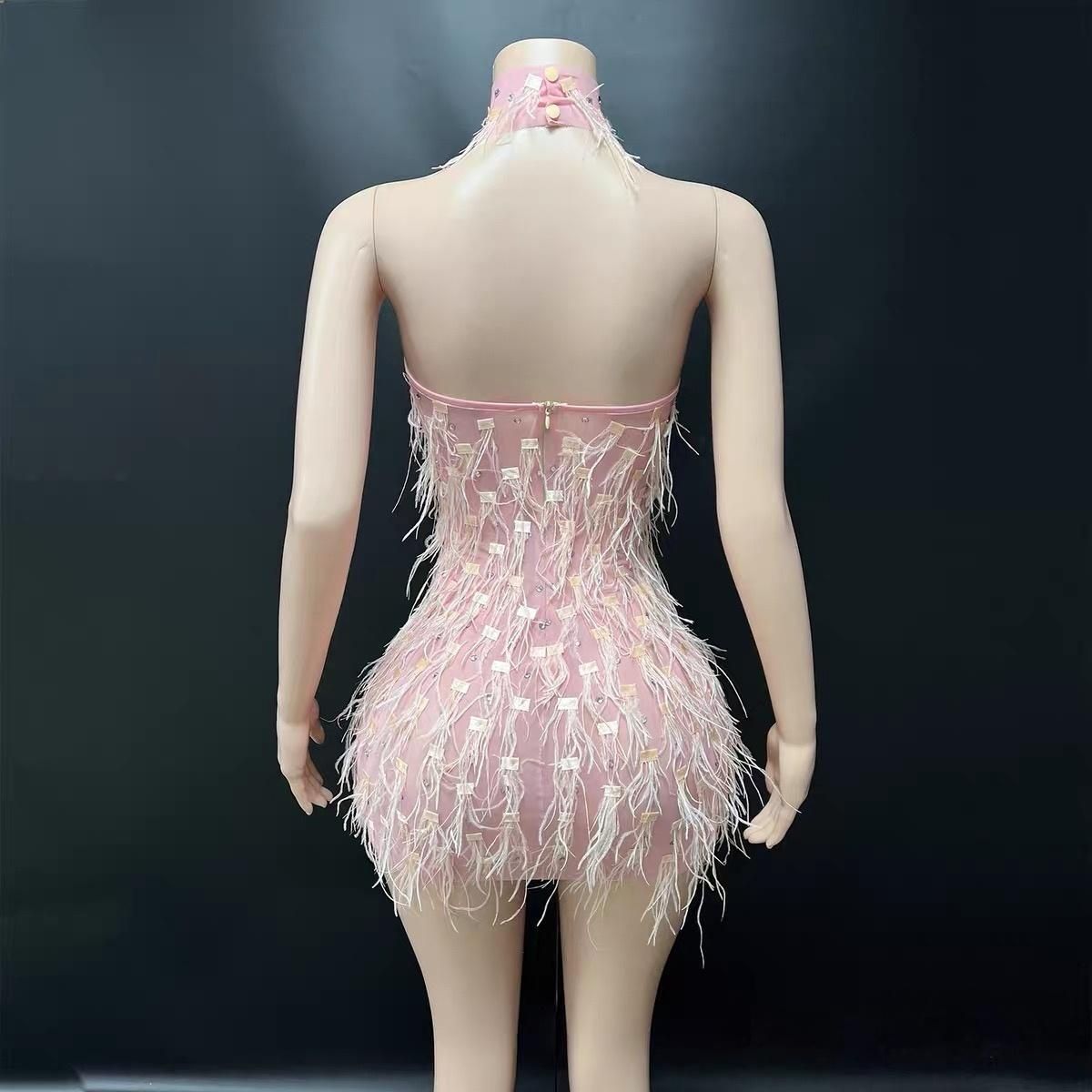 社交ダンスドレス ベリーダンス衣装 甘いフリル付きホルターネック オープンバック 体にフィットするドレス ステージ パーティー用 8カラー選択