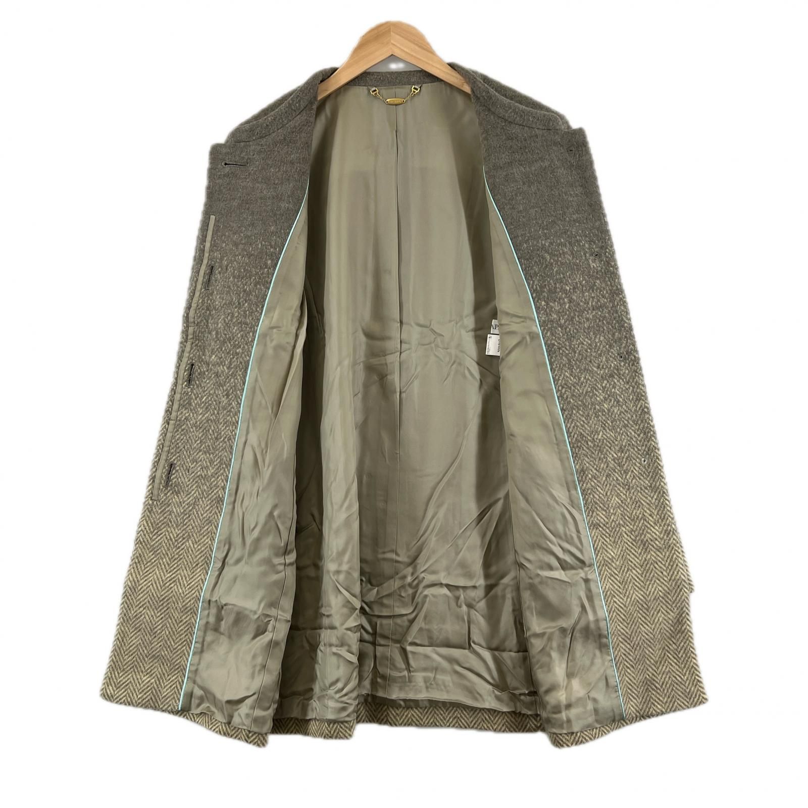 【Scapa】ウール100% ヘリンボーンロングコート グレー系 美品 SCAPA スキャパ その他 秋冬 AW コート ウール グレー
