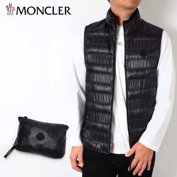 24SS新作 モンクレール MONCLER  メンズ LAUTARET パッカブル ライトダウンベスト【ブラック】 1A00106 595B1 999/【2024SS】m-tops