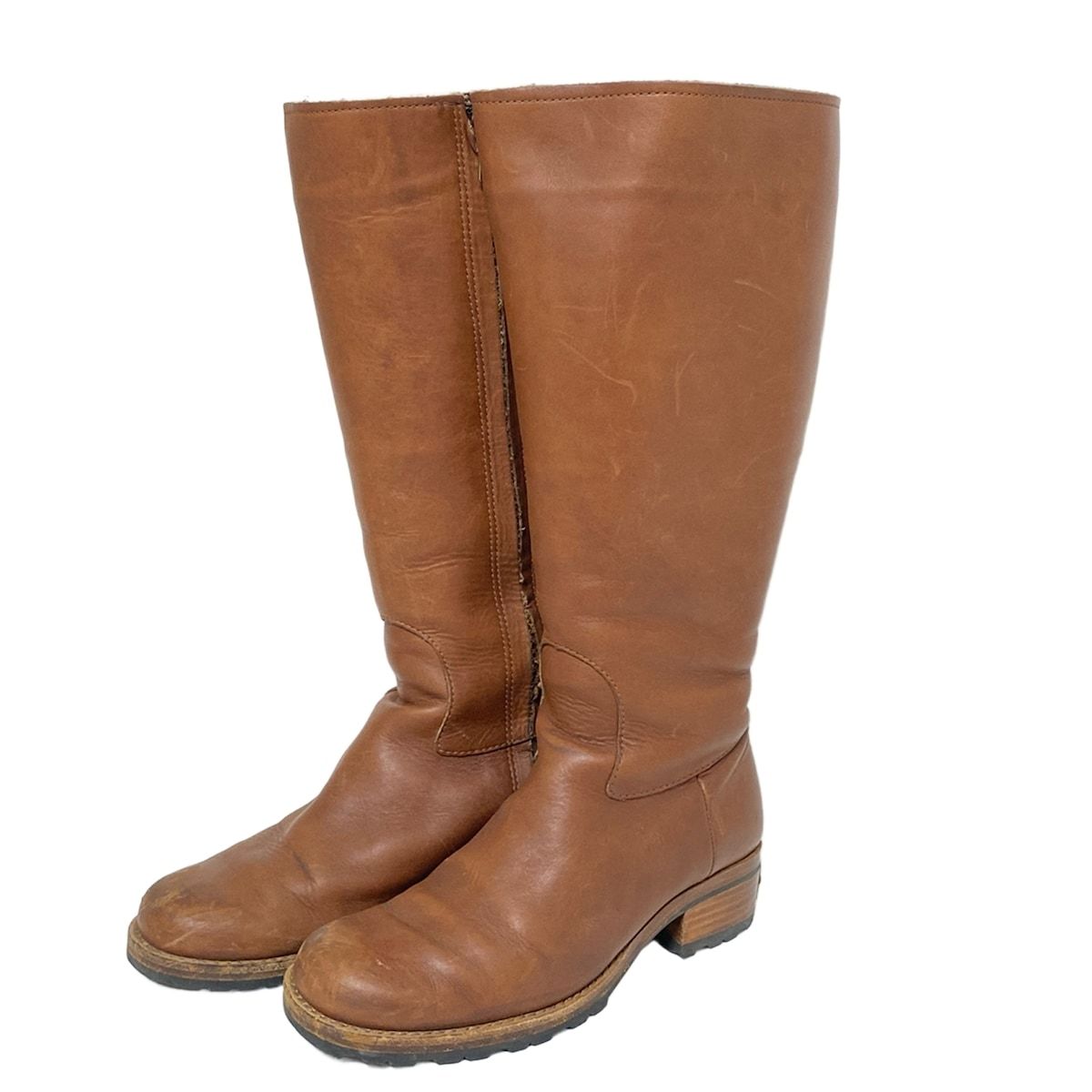 プラダ PRADA ベルト ロゴ ゴールド金具 レザー ロング ブーツ