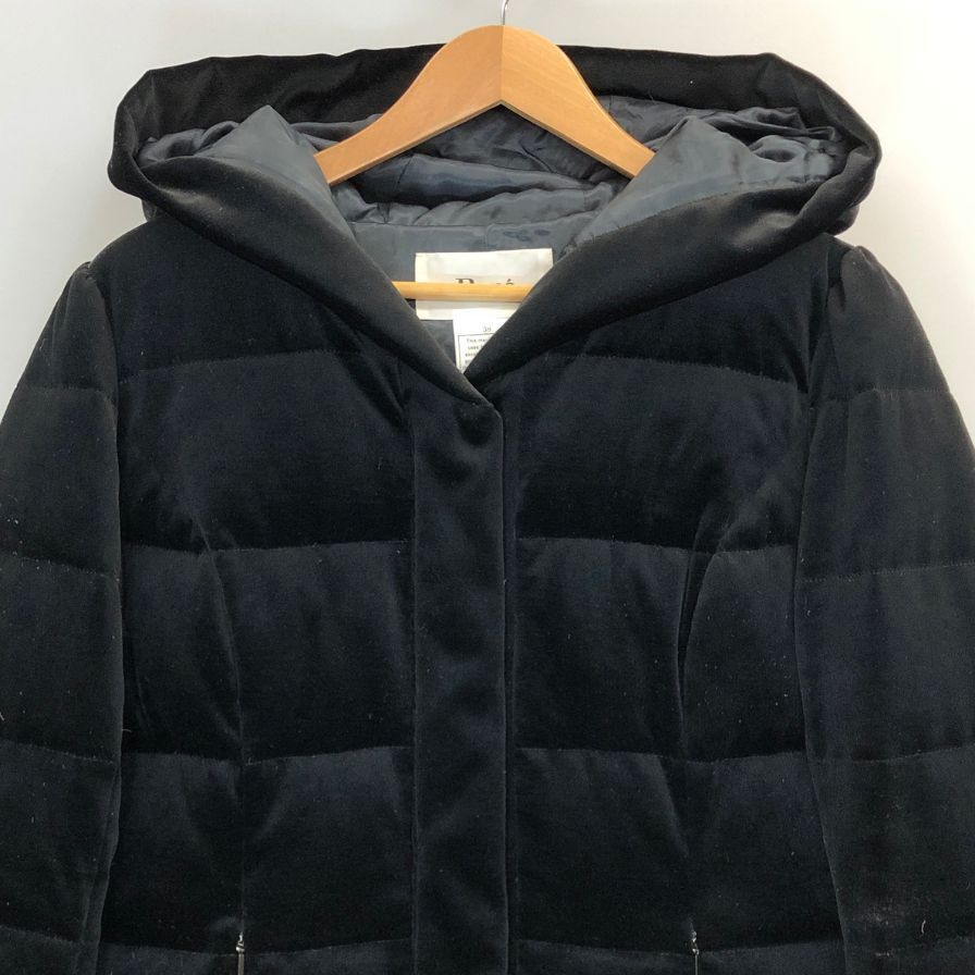 Rene フード付きロングダウンジャケット ブラック