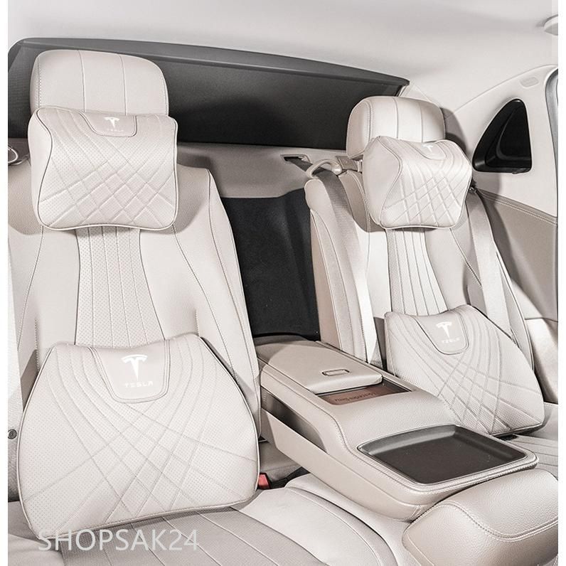 テスラ TESLAベージュネックパッド 腰クッション 車用 背もたれ