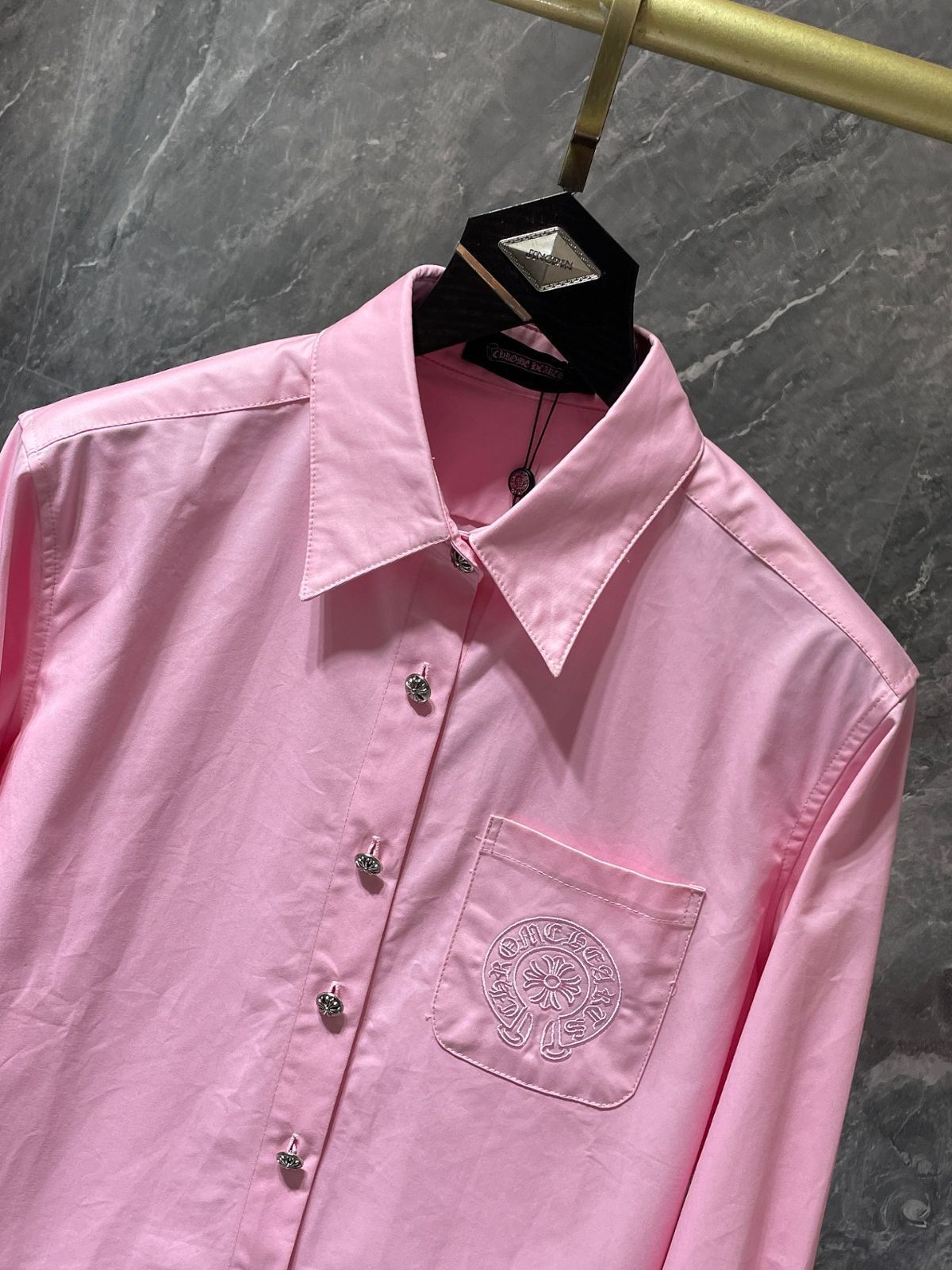 Chrome Hearts メンズ シャツ カラフルクロス 刺繍 ピンク S-XL | ♥品