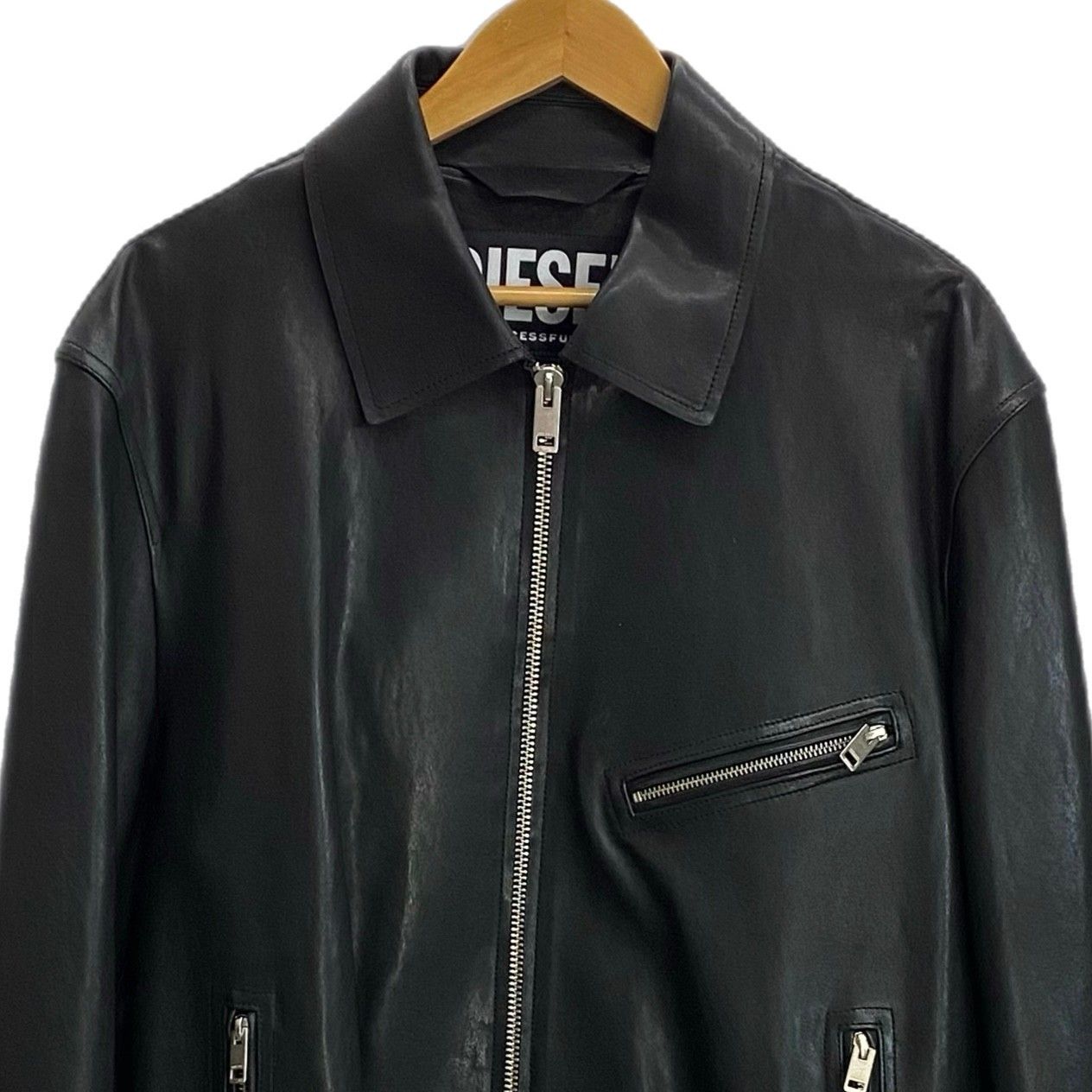 ディーゼル DIESEL l-korn-a Leather jacket with embossed Oval D