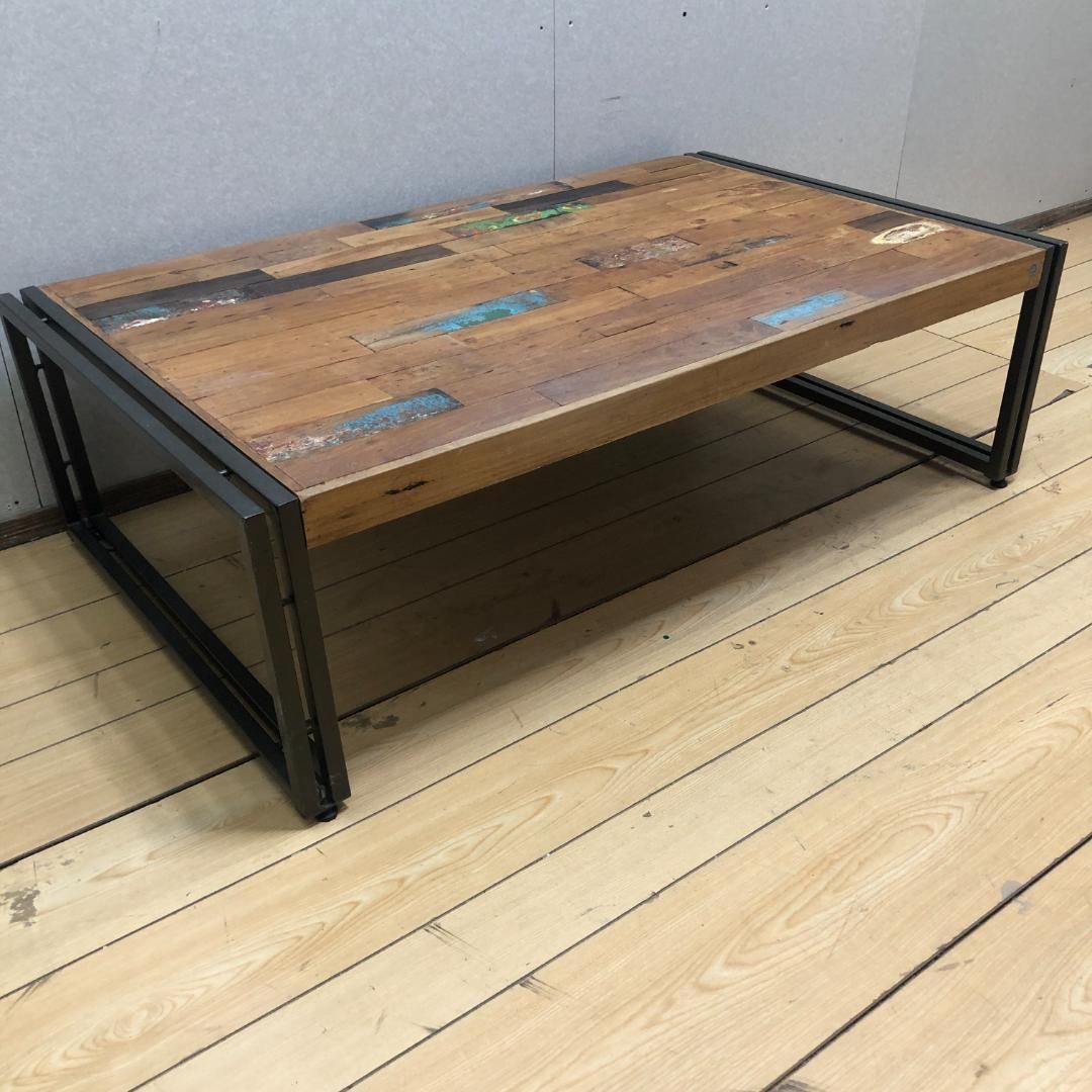 ラウンドテーブル ディーボディ 古木 船 スチール 机 丸テーブル