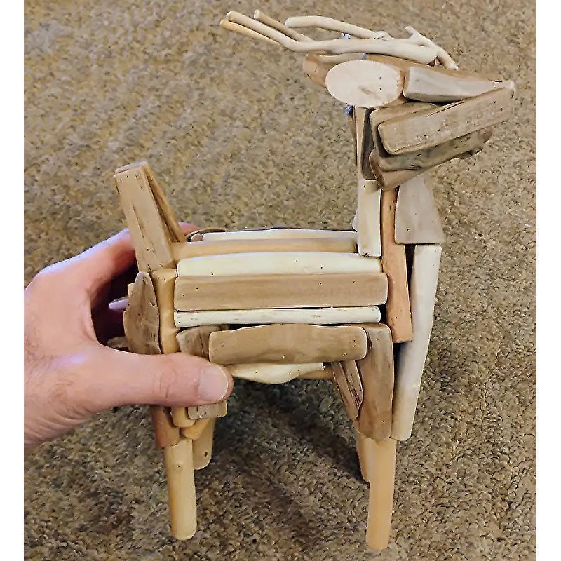 新品・未使用】 置物 ウッドクラフト 鹿 シカ トナカイ オブジェ