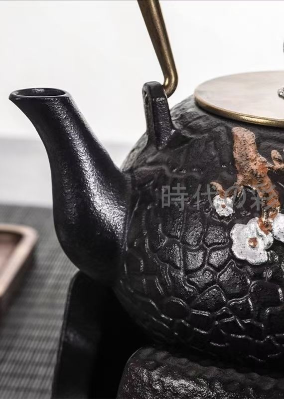 中国古美術・黒い鉄製急須・鉄瓶・鋳鉄・ケトル・1310ml・酒器・茶道具