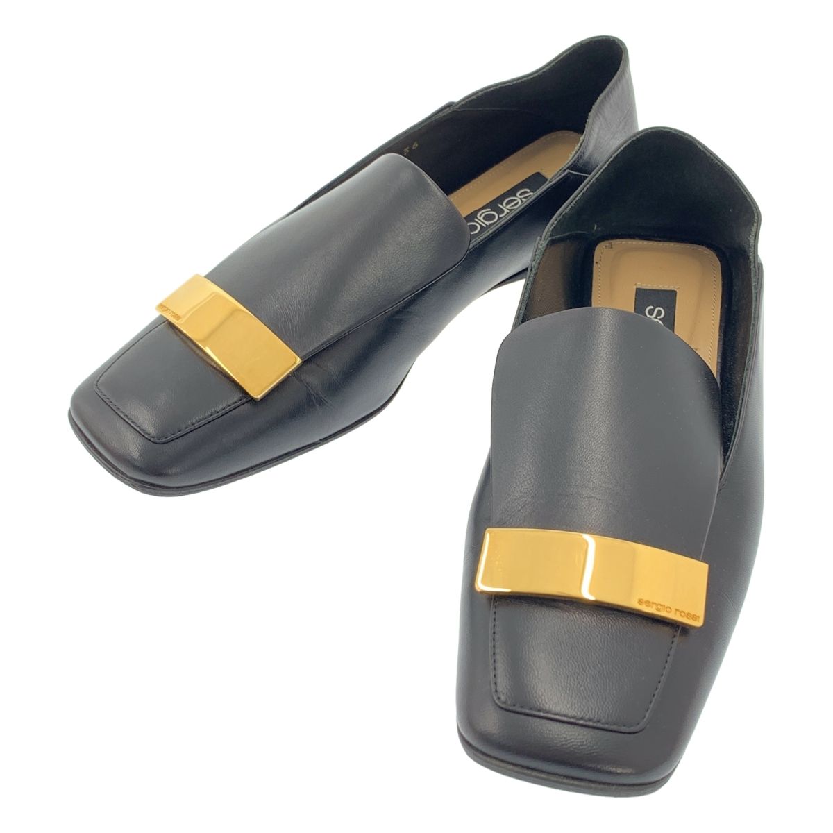 箱付き美品 SERGIO ROSSI セルジオロッシ sr1 バレリーナ シボ革 箱