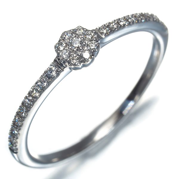 ベルシオラ リング ダイヤ ダイヤモンド 0.14ct フラワー 12号 K18WG  