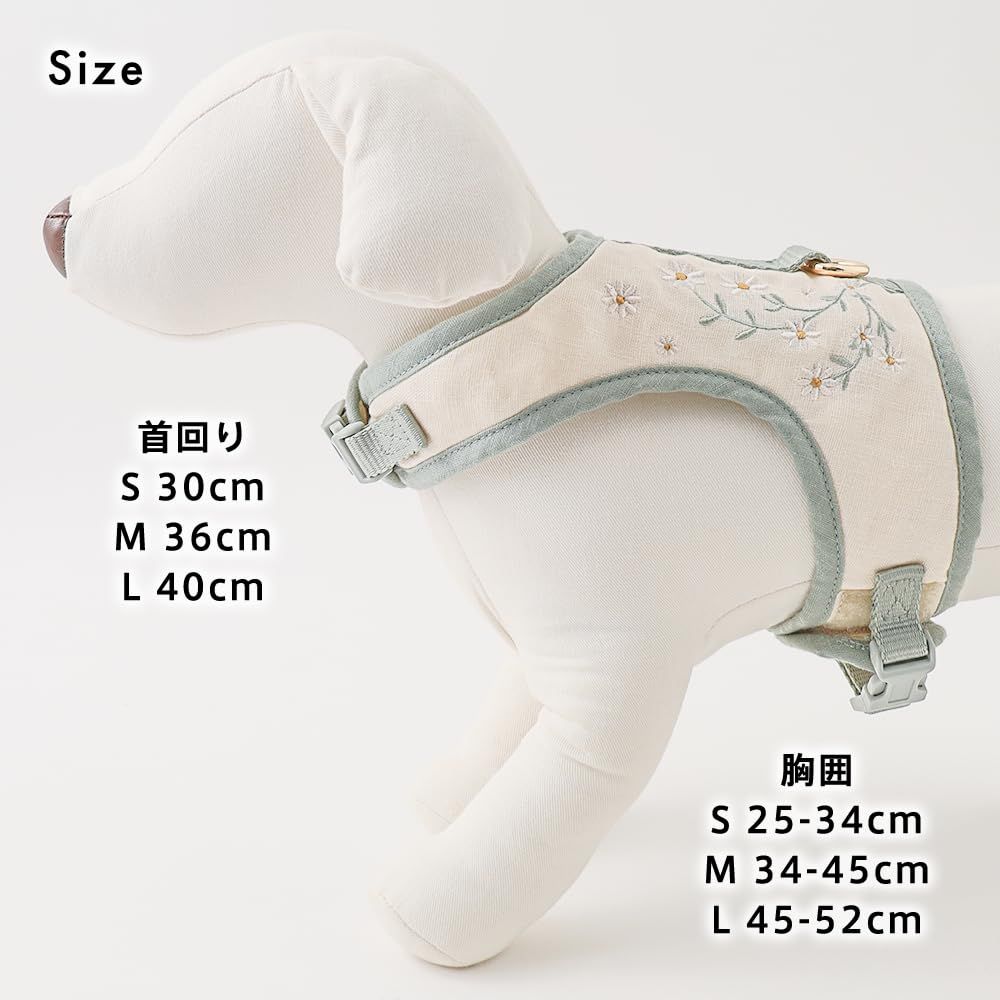 モンシェリ 冷感ハーネス Mサイズ moncheri 冷感フラワー刺繍ハーネス+リードSET Pets-first
