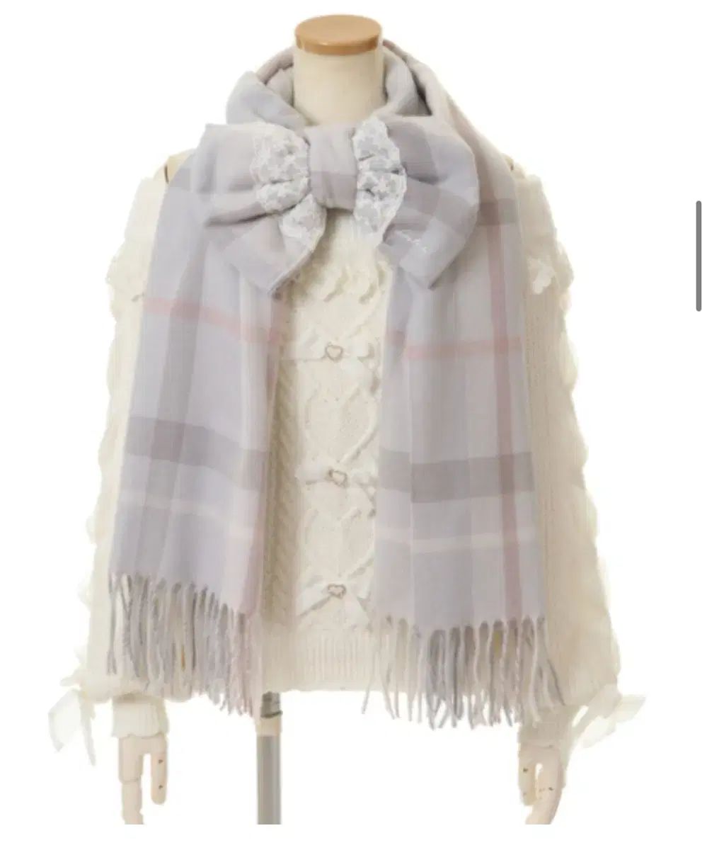 Liz Lisa リボン付きホワイトマフラー リズリサ系 ホワイト ニット帽