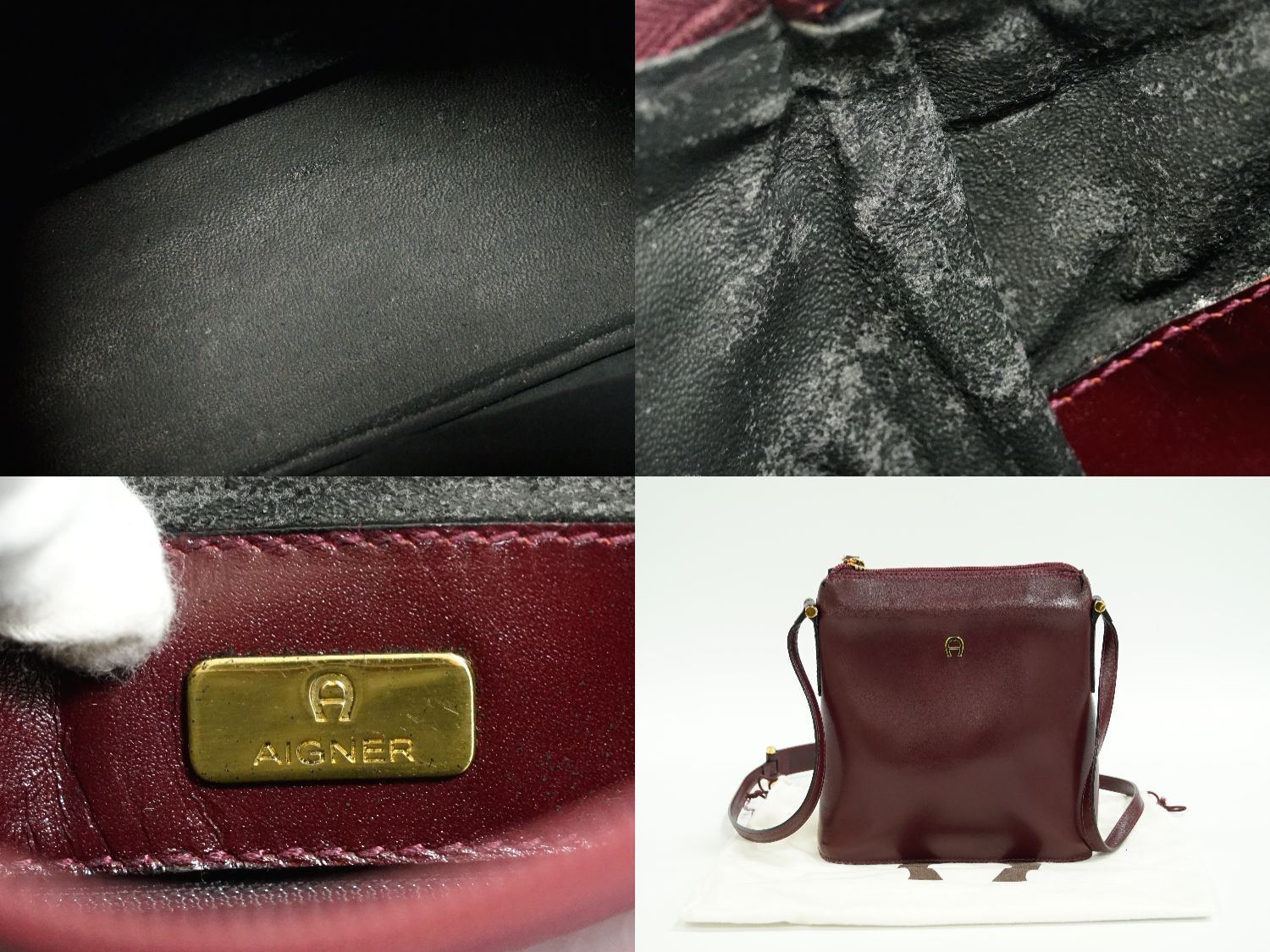 AIGNER アイグナー 本革 レザー アタッシュケース ボルドー 本物 
