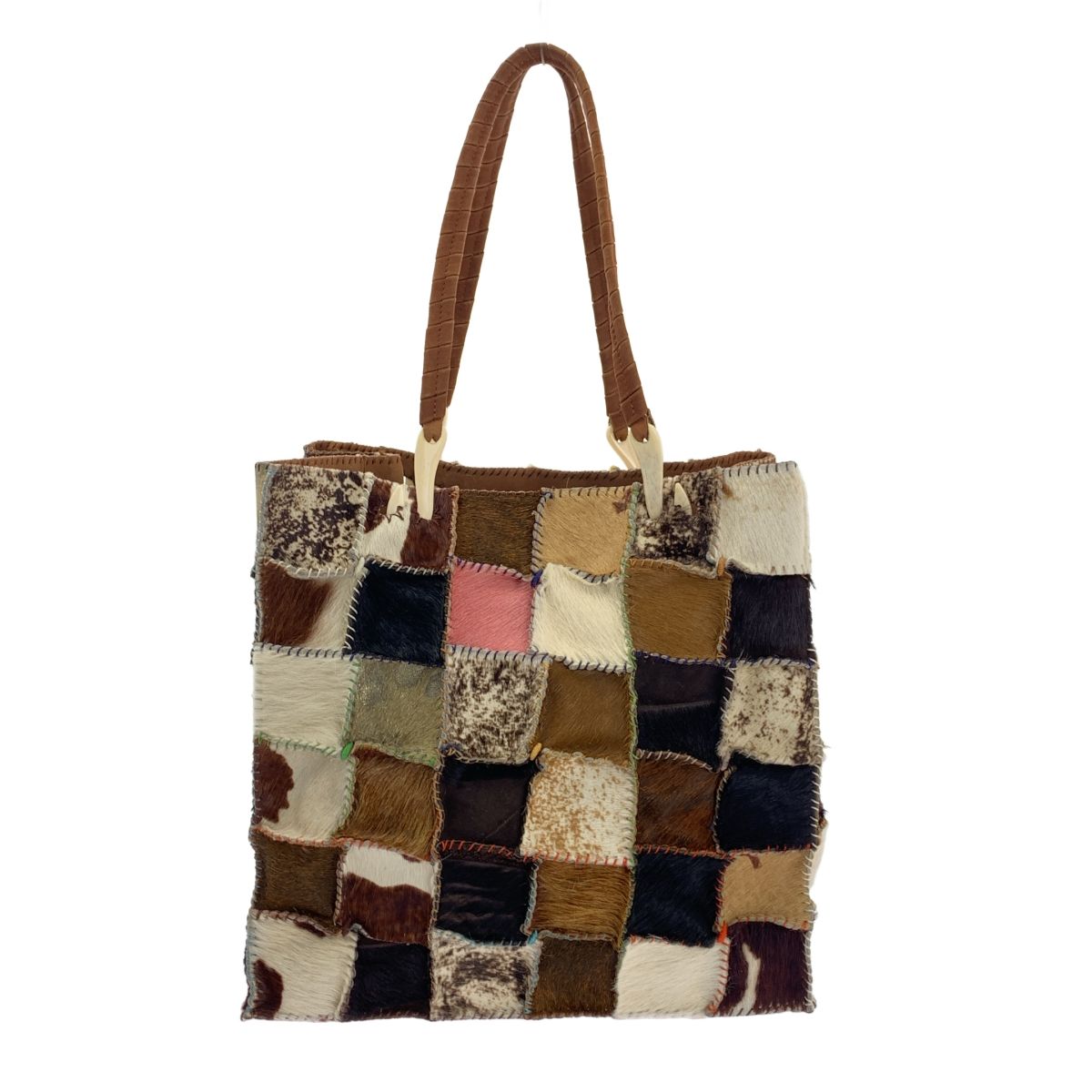 JAMIN PUECH ジャマンピエッシュ ハラコ レザー パッチワーク ショルダーバッグ マルチ レディース