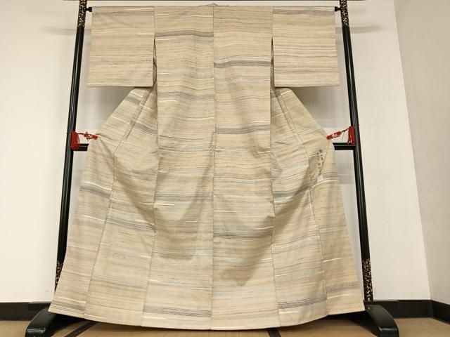 平和屋着物○五代目・諏訪好風 紬 野々花染 横段文 正絹 逸品 未使用  