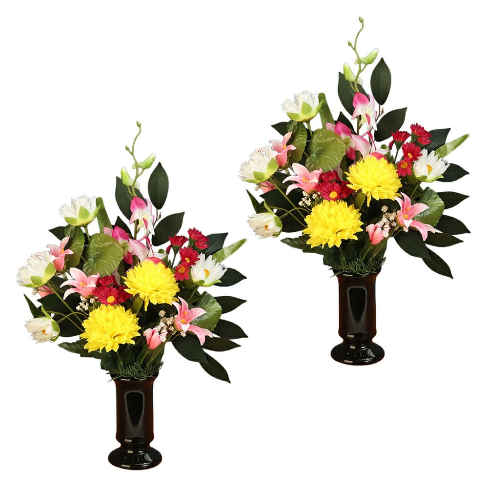 ショップ 花器付きハスのアレンジ仏花 同色 組