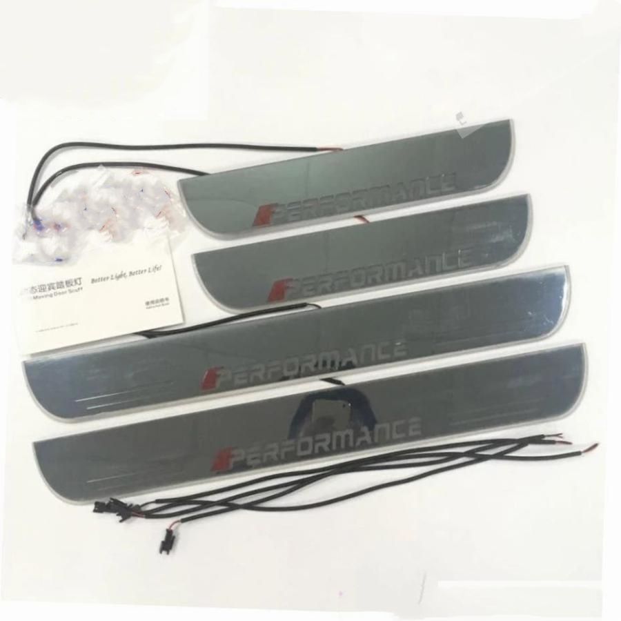 防水アクリルムービングLEDウェルカムペダルカースカッフプレートペダルドアシルパスウェイライトforBMWX1 E84
