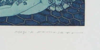 版画　イタリアの幻想　（山下清澄作 ） 山下清澄 手彩色版画 「イタリアの幻想」【額縁付き】Kiyozumi