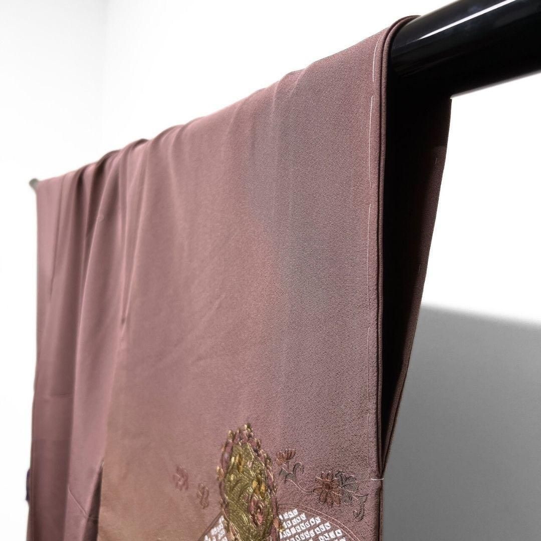 金駒刺繍 刺繍 スワトウ刺繍 菊花 牡丹 付け下げ 着物 083w p