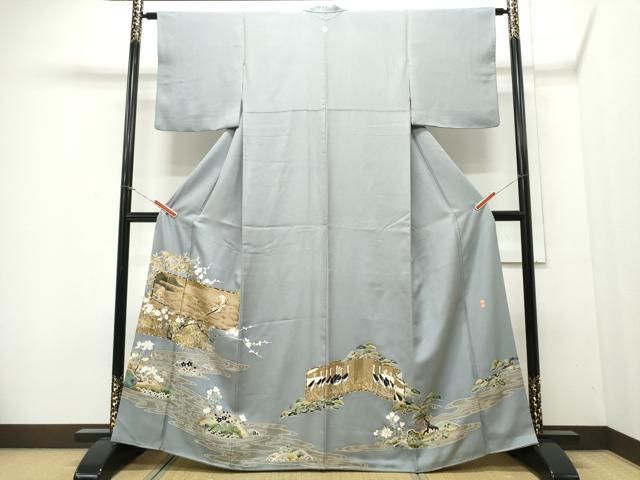 平和屋着物□訪問着 作家物 群鶴吉祥花文 暈し染め