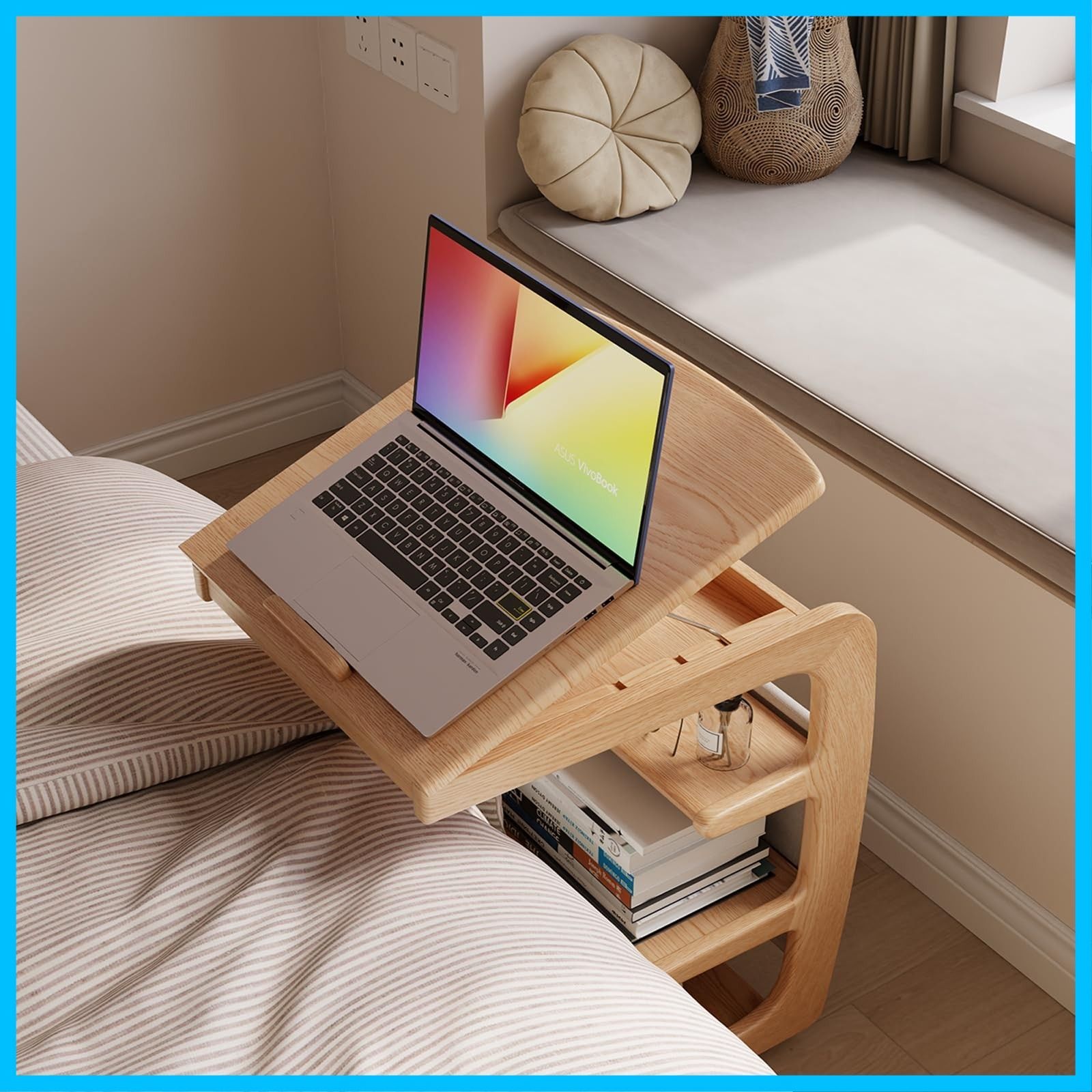 サイドテーブル ベッド横 キャスター付き ソファーテーブル Mangowood