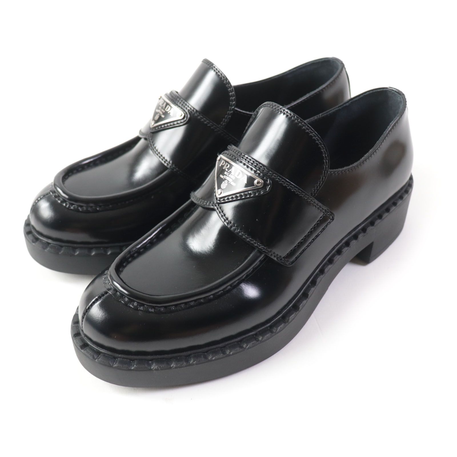 極美品☆PRADA プラダ 1D246M プラダ チョコレート ブラッシュドレザー 