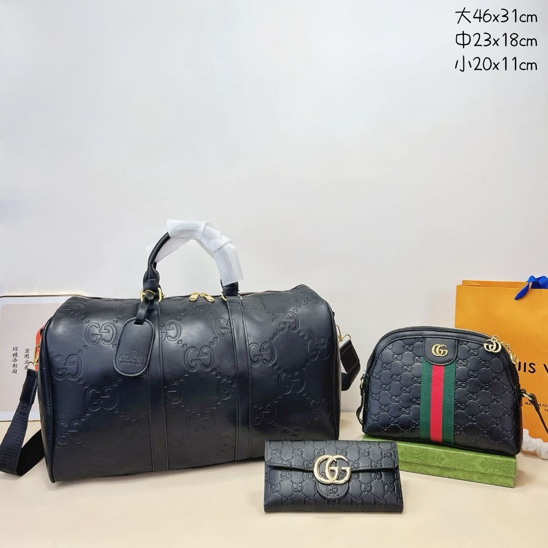 GUCCI グッチ 大容量 旅行バッグ バック ショルダーバッグ ハンドバッグ 長財布 3点セット - メルカリ