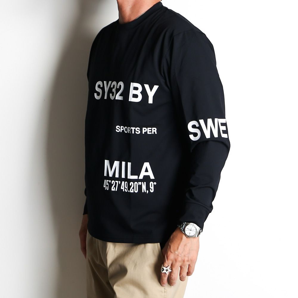 【SY32 by SWEET YEARS/エスワイサーティトゥバイスィートイヤーズ】SEPARATE GRAPHIC L/S TEE - BLACK / グラフィックTシャツ / 14538【国内正規品】