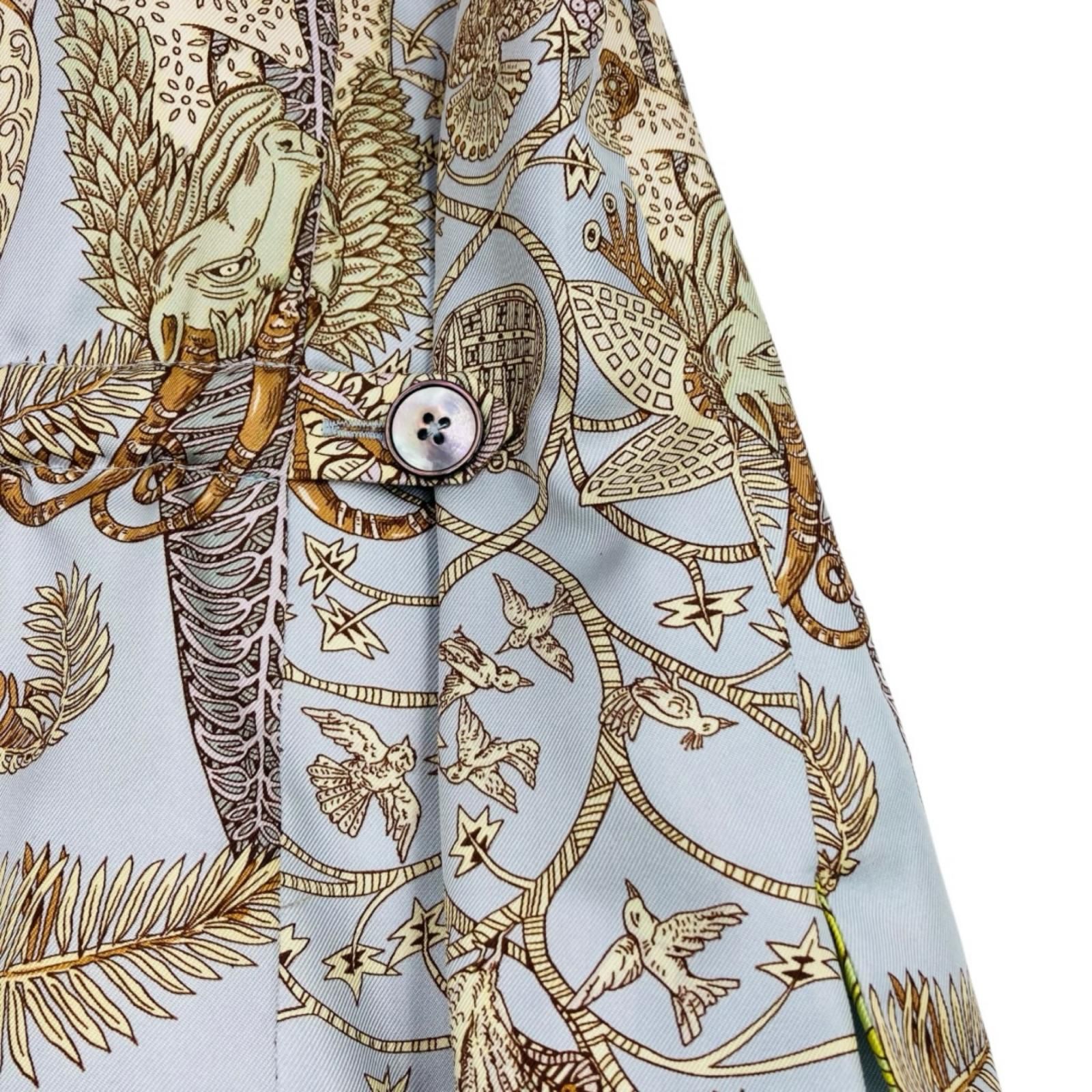 HERMES◆ベスト/42/シルク/BEG/総柄 エルメス ベスト レディース シルクジレ 総柄 LES BOLIDES 花