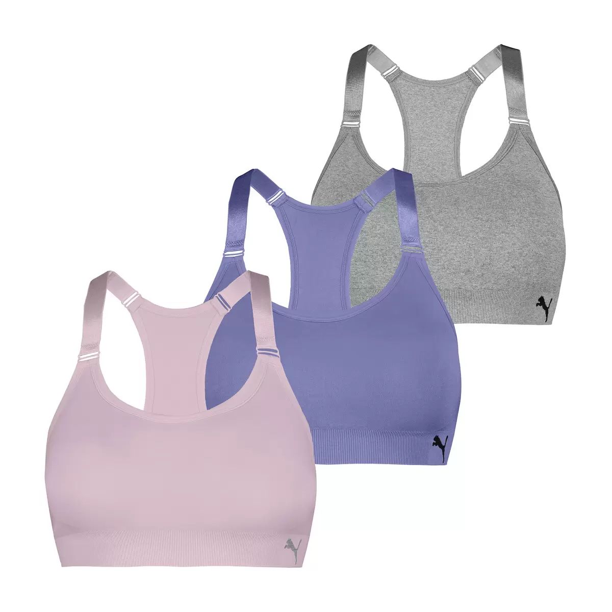 PUMA - PUMA スポーツブラ3枚セット Amazon.co.jp: PUMA レディース スポーツブラ、3パック(ブラック