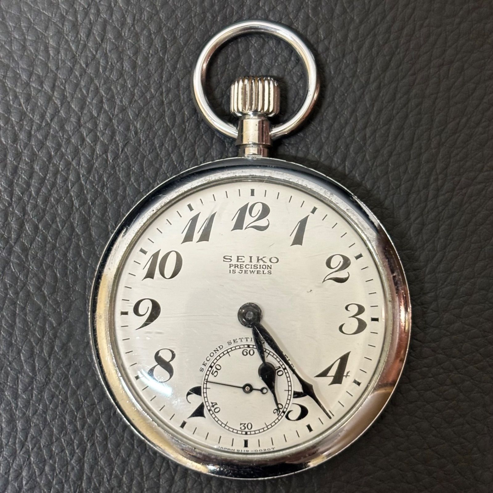 ◎セイコー◎SEIKO PLECISION プレシジョン 懐中時計 19セイコー スモールセコンド 15石手巻き 秋鉄64 16刻印 鉄道時計 即発送