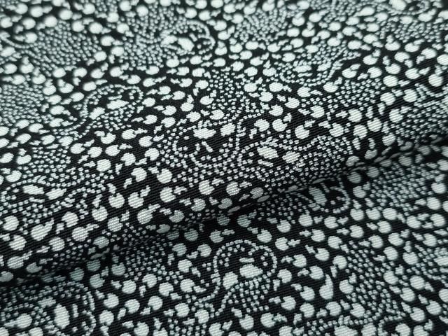 平和屋本店■極上　人間国宝　染：小宮康孝　型：宮原敏明　ふぐ　茄子　黒地　三越扱い　紙タグ・反端付き　逸品　未使用　CZAA3132s5 平和屋本店□極上 人間国宝 染：小宮康孝 型：宮原敏明 ふぐ 茄子 黒地