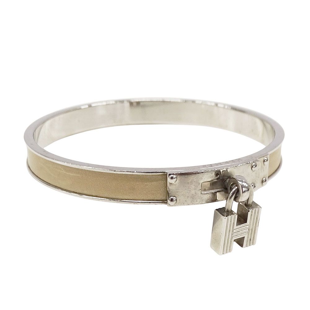 エルメス HERMES バングル レディース ブランド ケリー バングル Hカデナ メタル レザー シルバー ベージュ ヴィンテージ おしゃれ 腕輪 ロゴ 上品 大人