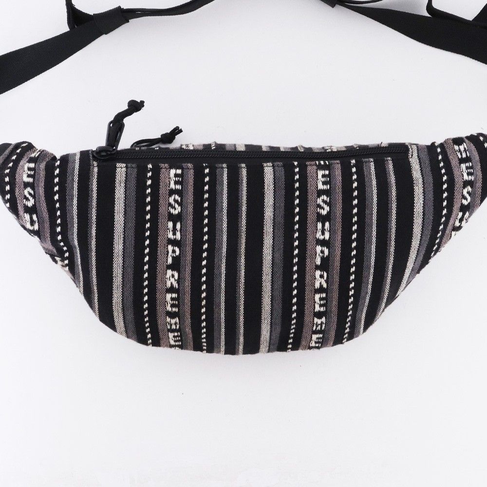 SUPREME Woven Stripe Waist Bag グレー ボディバッグ・ウエスト