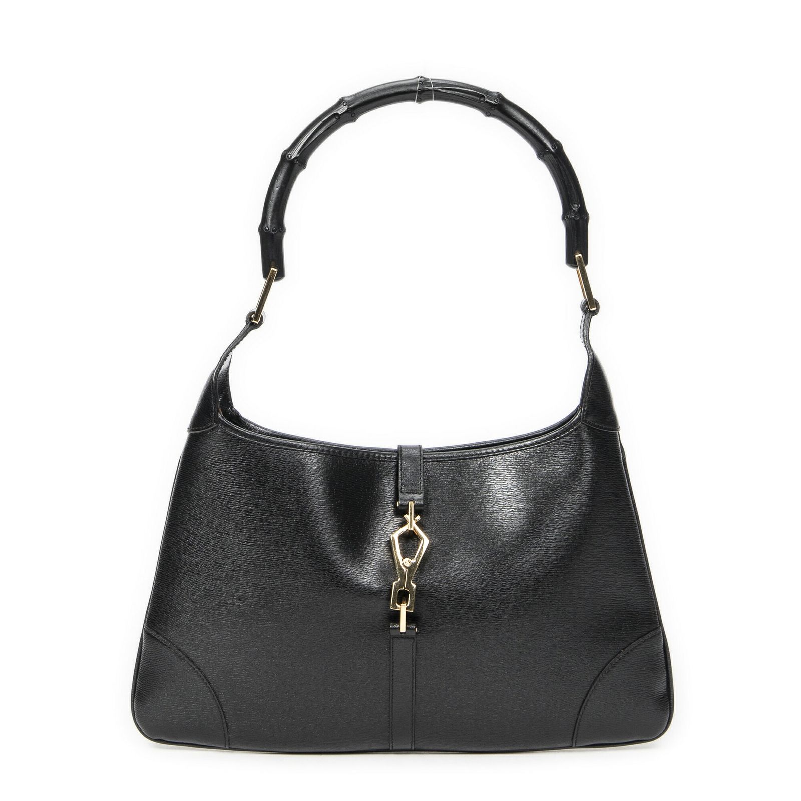 GUCCI グッチバンブー ジャッキー ホーボー黒カーフスキンレザーA
