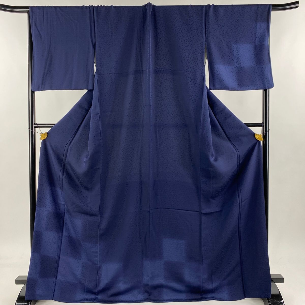 付下げ 身丈169cm 裄丈70cm L 袷 市松 音符 ぼかし 紺色 正絹 逸品  