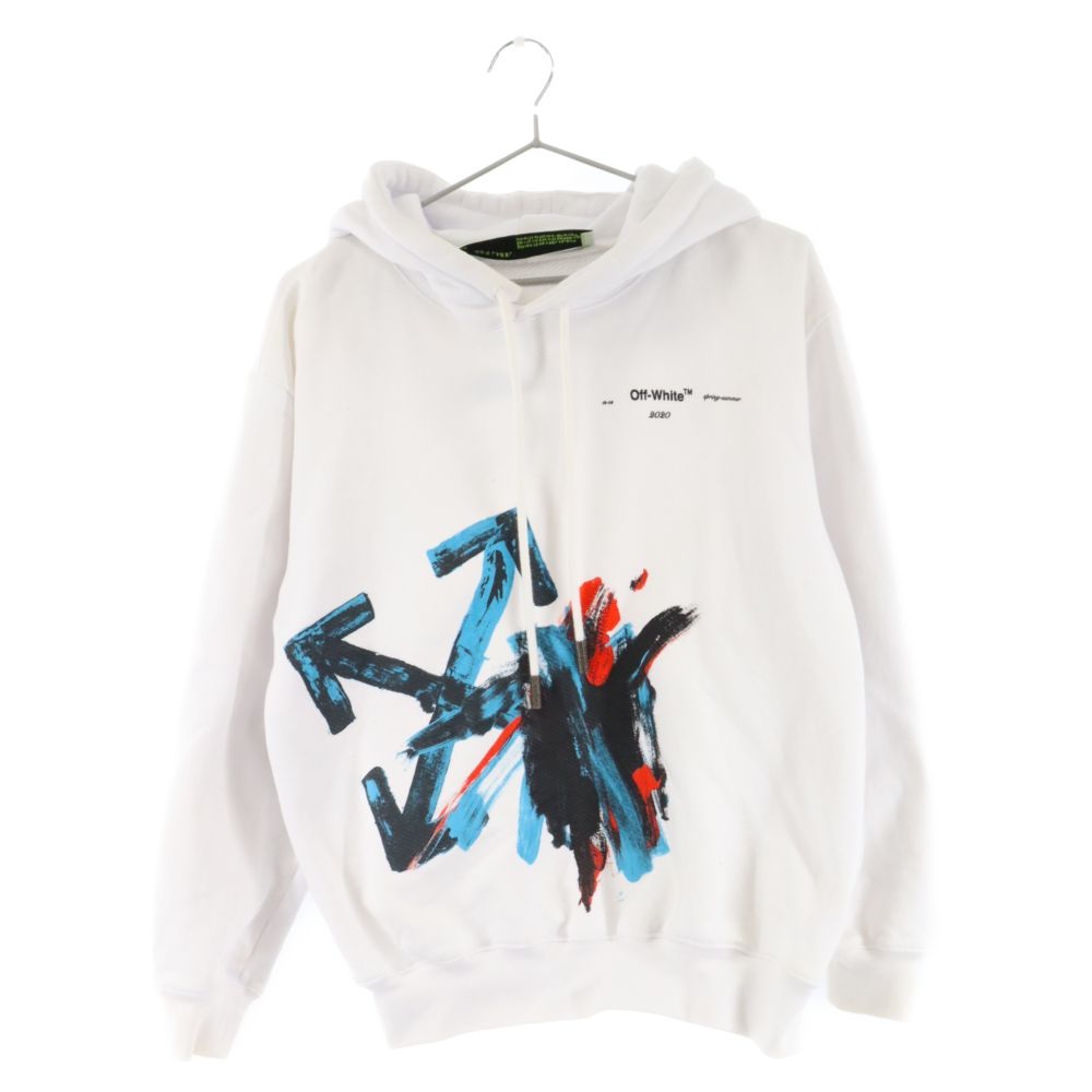 OFF-WHITE (オフホワイト) 20AW BRUSHSTROKE ARROW COTTON HOODIE グラフィックプリント  プルオーバーパーカー フーディ ホワイト OWBB032R20F30128 - メルカリ