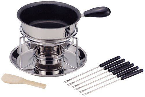 専用　二台セット　グレー パール金属 デリシア 3層底 チーズフォンデュ 鍋セット(内面ふっ素加工