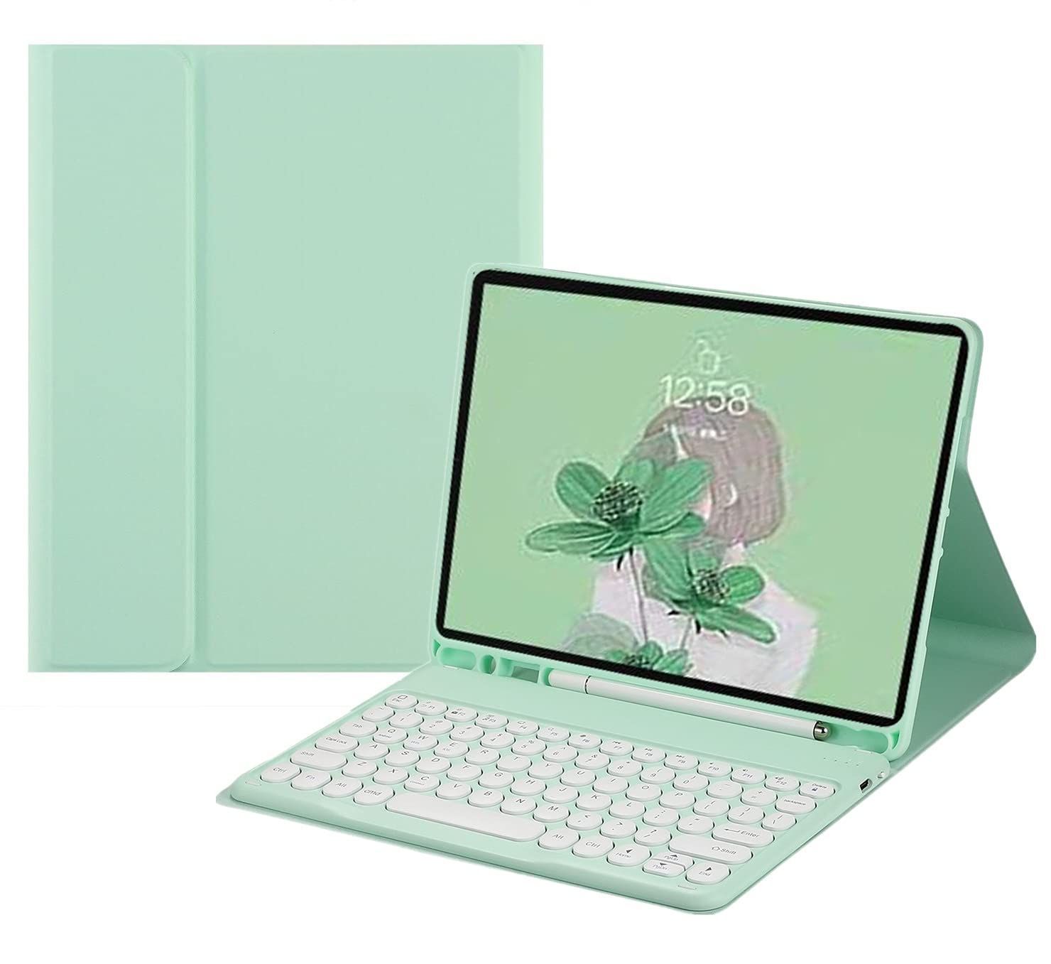【新着商品】分離式 丸い インチ 10.5 キーボード付き 10.2 アイパッド 世代 カバー 7 8 9 アップル 第 カラフル カラーキーボード ペンシル 可愛い 丸型キー ケース 収納可能 キーボード Pro10.5 Ai iPad キーボード付き ペンシル 第7 PCパーツ 第7世代
