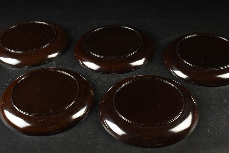 蔵A3600b 時代 十六葉菊文蒔絵 菓子皿 木皿 五客 USTAUSTRALIA_COM_AU