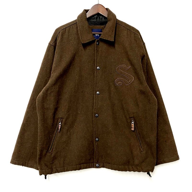 品 OLD STUSSY ステューシー WOOL COACH JACKET ウール コーチジャケット 紺タグ ロゴ 刺繍 アウター 142-250513-ay-07-izu