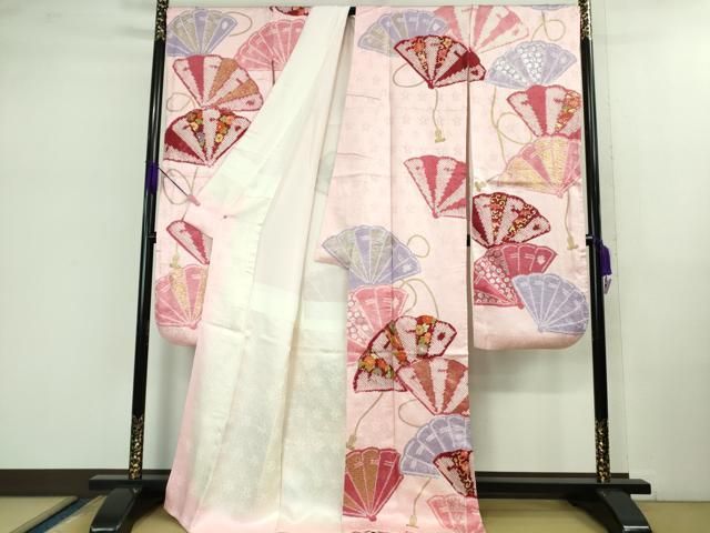 平和屋本店□極上 創業460年・千總 振袖 刺繍 絞り 檜扇花文 金銀彩