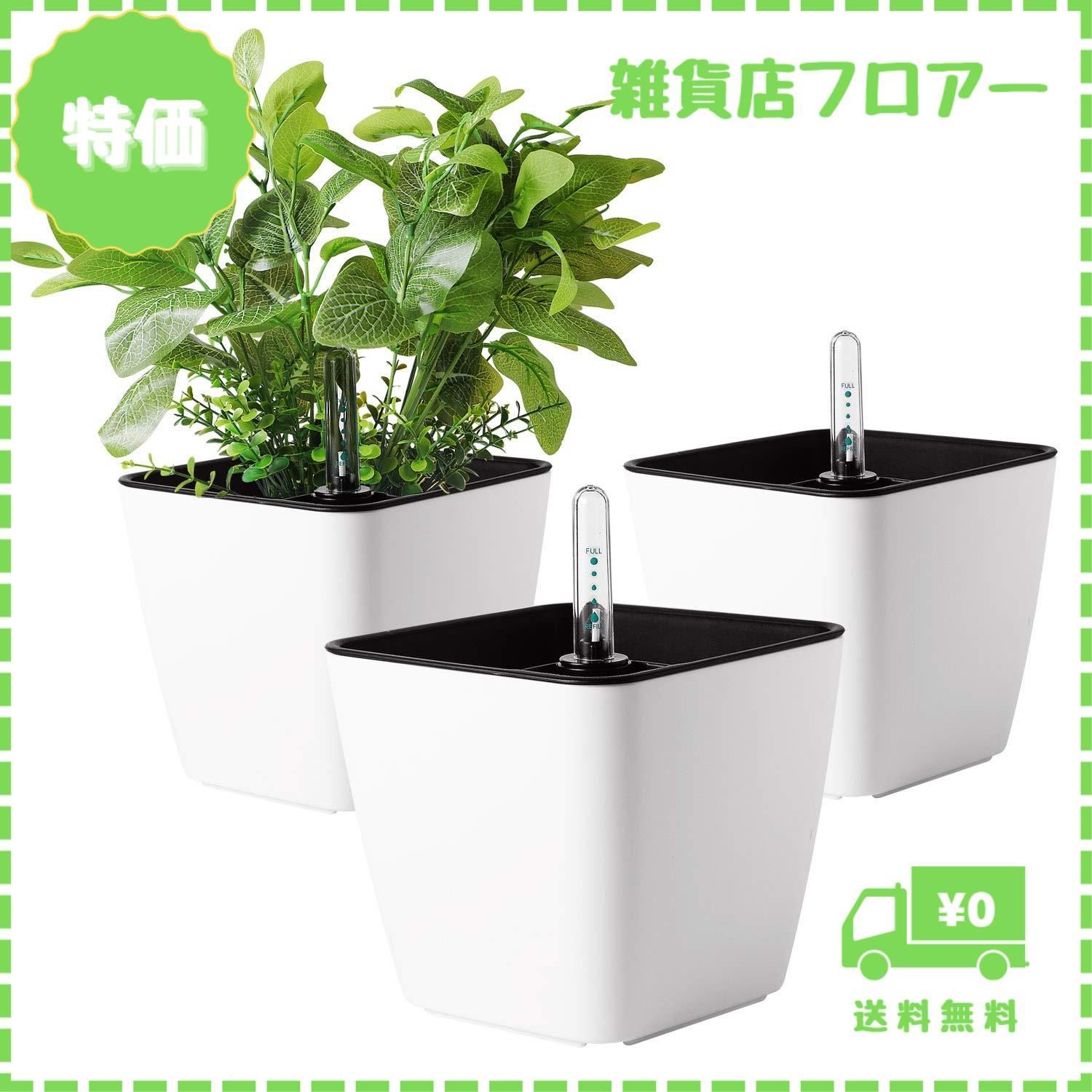 迅速発送】T4U 13.5cm 植木鉢 自己給水プランター 水位計付き 現代風 フラワーポット 観葉植物 多肉植物 花 ハーブ サボテン適用 白 3点セット  - メルカリ