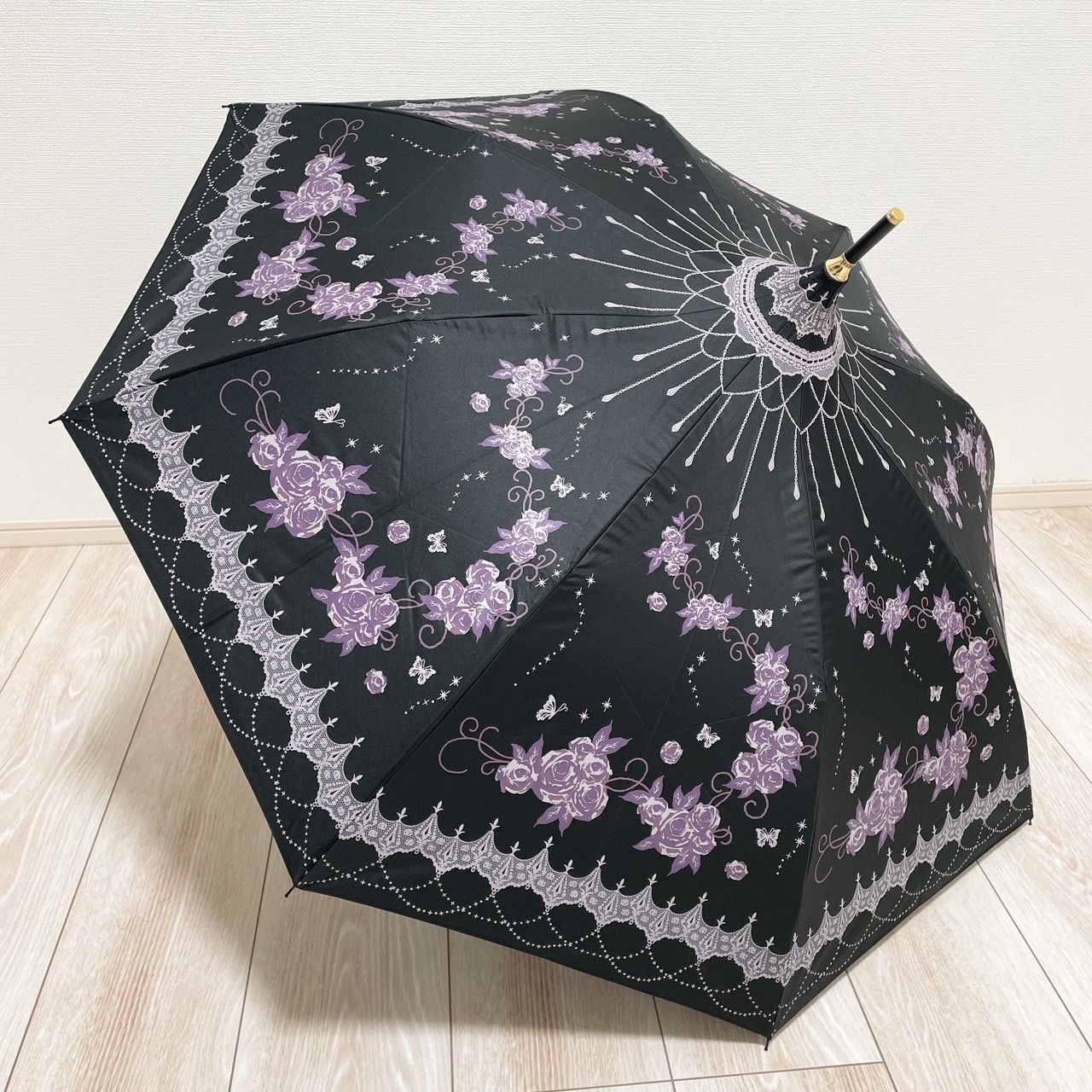 axes femme アクシーズファム 折り畳み傘 花柄 黒 ロリータ 量産型 ロマンティック